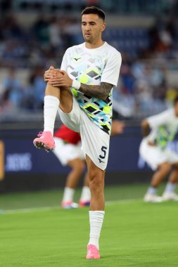 Rome, Italy 18.08.2024 : Matias Vecino of Lazio during warm-up before Italian football championship Serie A Enilive 2024-2025  match SS Lazio vs Venezia FC at Stadio Olimpico in Rome on August 18, 2024. clipart