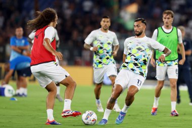 Roma, İtalya 18.08.2024: İtalyan futbol şampiyonası Serie A Enilive 2024-2025 maçından önceki ısınma turları sırasında Lazio - Venezia FC karşılaşması 18 Ağustos 2024 'te Roma' daki Stadio Olimpico 'da gerçekleşti..