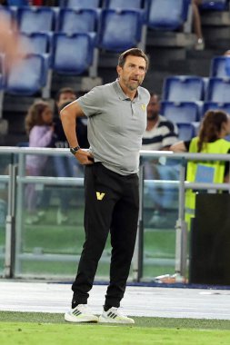 Roma, İtalya 18.08.2024: İtalyan futbol şampiyonluğu sırasında Venezyalı Eusebio Di Francesco Serie A Enilive 2024-2025 karşılaşmasında 18 Ağustos 2024 'te Roma' daki Stadio Olimpico 'da SS Lazio ile Venezia FC karşılaşacak..
