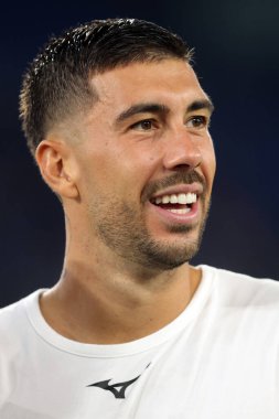 Roma, İtalya 18.08.2024: Lazio 'lu Mattia Zaccagni İtalya Futbol Şampiyonası sırasında Serie A Enilive 2024-2025 karşılaşmasında SS Lazio-Venezia FC maçı 18 Ağustos 2024' te Roma 'daki Stadio Olimpico' da oynanmıştır..