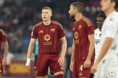 Roma, İtalya 25.08.2024: İtalya Futbol Şampiyonası sırasında Roma 'dan Artem Dovbyk Serie A Enilive 2024-2025 AS Roma-Empoli FC maçında 25 Ağustos 2024' te Roma 'daki Stadio Olimpico' da.