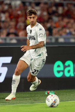Roma, İtalya 25.08.2024: İtalyan futbolcu Jacopo Fazzini İtalya Futbol Şampiyonası sırasında Serie A Enilive 2024-2025 AS Roma-Empoli FC maçında 25 Ağustos 2024 'te Roma' da Stadio Olimpico 'da.