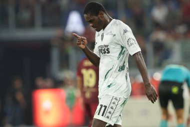 Roma, İtalya 25.08.2024: Empoli 'den Emmanuel Gyasi 25 Ağustos 2024' te Roma 'daki Stadio Olimpico' da AS Enilive 2025-2025 karşılaşmasında golü attı ve takımla birlikte kutladı..