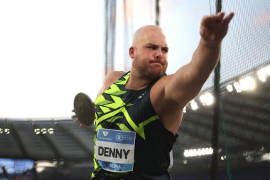 Roma, İtalya 30.08.2024: DENNY Matthewduring DISCUS DISCUS Erkekler Atletizm Yarışmasında Altın Gala Pietro Mennea Rome 2024 - 30 Ağustos 2024 'te Roma' daki Stadio Olimpico 'da Diamond League.