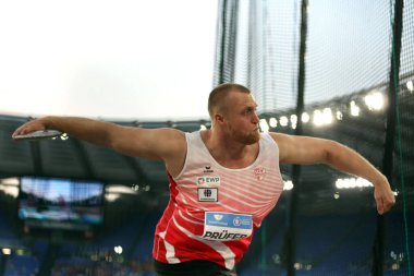 Roma, İtalya 30.08.2024: Clemens PRUFER Diskotekte Erkekler Atletizm yarışmasında Altın Gala Pietro Mennea Rome 2024 - 30 Ağustos 2024 'te Roma' daki Stadio Olimpico 'da Diamond League.