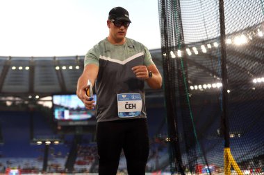 Rome, Italy 30.08.2024 : Kristjan CEH win DISCUS THROW MEN in athletic competition Golden Gala Pietro Mennea Rome 2024 - Diamond League at Stadio Olimpico in Rome on August 30, 2024. clipart