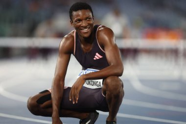 Roma, İtalya 30.08.2024: SAMUKONGA Muzala atletizm yarışmasında Altın Gala Pietro Mennea Rome 2024 - 30 Ağustos 2024 'te Roma' daki Stadio Olimpico 'da Diamond League.