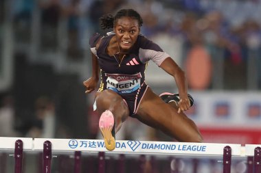 Roma, İtalya 30.08.2024: NUGENT Ackera, 30 Ağustos 2024 'te Roma' daki Stadio Olimpico 'da düzenlenen Altın Gala Pietro Mennea Roma 2024 - Diamond League' de 100M HURDLES KADINLARI kazandı.