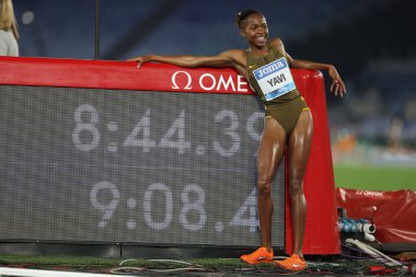 Roma, İtalya 30.08.2024: YAVI Winfred 3000M STEEPLECHASE KADINLARI Atletizm Yarışması Altın Gala Pietro Mennea Rome 2024 - 30 Ağustos 2024 'te Roma' daki Stadio Olimpico 'da Diamond League.