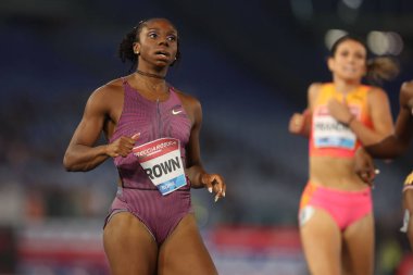 Roma, İtalya 30.08.2024: BROWN Brittany 200 M KADIN Atletizm yarışmasını Altın Gala Pietro Mennea Rome 2024 - 30 Ağustos 2024 'te Roma' daki Stadio Olimpico 'da Diamond League.