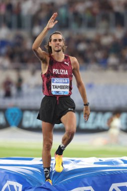 Roma, İtalya 30.08.2024: Gianmarco TAMBERI High JUMP Erkekler Atletizm Yarışması Altın Gala Pietro Mennea Roma 2024 - 30 Ağustos 2024 'te Roma' daki Stadio Olimpico 'da Diamond League.