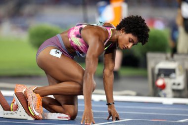 Rome, Italy 30.08.2024 : Anna COCKRELL win 400M HURDLES WOMEN  during athletic competition Golden Gala Pietro Mennea Rome 2024 - Diamond League at Stadio Olimpico in Rome on August 30, 2024. clipart