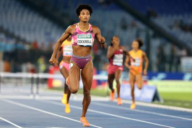 Rome, Italy 30.08.2024 : Anna COCKRELL win 400M HURDLES WOMEN  during athletic competition Golden Gala Pietro Mennea Rome 2024 - Diamond League at Stadio Olimpico in Rome on August 30, 2024. clipart