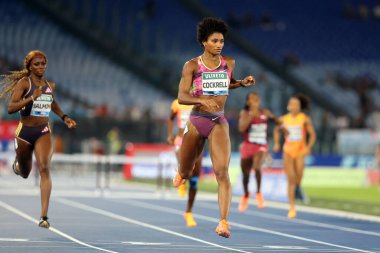 Roma, İtalya 30.08.2024: Anna COCKRELL atletizm yarışmasında 400M HURDLES KADINLARI kazandı Altın Gala Pietro Mennea Rome 2024 - 30 Ağustos 2024 'te Roma' daki Stadio Olimpico 'da Diamond League.