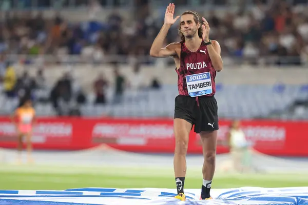 stock image Rome, Italy 30.08.2024 : Gianmarco TAMBERI during HIGH JUMP MEN athletic competition Golden Gala Pietro Mennea Rome 2024 - Diamond League at Stadio Olimpico in Rome on August 30, 2024.