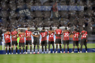 Roma, İtalya 31.08.2024: İtalya futbol şampiyonasından önce sven goran eriksson anısına bir dakikalık saygı duruşu Serie A Enilive 2024-2025 karşılaşması SS Lazio ile AC Milan 31 Ağustos 2024 'te Roma' da Stadio Olimpico 'da karşılaşacak..