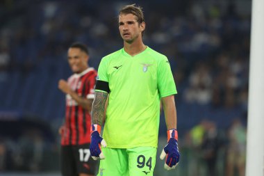 Roma, İtalya 31.08.2024: İtalyan futbolu şampiyonası sırasında Lazio İvan Provedel Serie A Enilive 2024-2025 karşılaşmasında SS Lazio, AC Milan 'a karşı 31 Ağustos 2024' te Roma 'daki Stadio Olimpico' da oynanan karşılaşma..