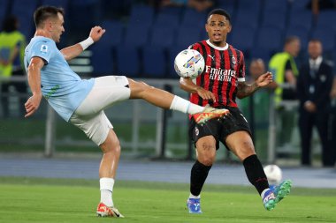 Roma, İtalya 31.08.2024: Lazio Patriği, Milan 'dan Noah Okafor İtalyan futbol şampiyonluğu Serie A Enilive 2024-2025 karşılaşmasında SS Lazio, AC Milan' a karşı 31 Ağustos 2024 'te Roma' daki Stadio Olimpico 'da oynanan karşılaşma..