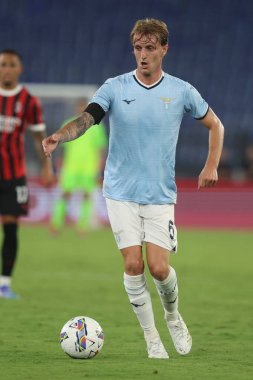 Roma, İtalya 31.08.2024: İtalyan futbolu şampiyonluğu sırasında Nicolo Rovella Serie A Enilive 2024-2025 karşılaşmasında SS Lazio, AC Milan 'a karşı 31 Ağustos 2024' te Roma 'da Stadio Olimpico' da oynanan karşılaşma..