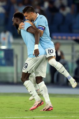 Roma, İtalya 31.08.2024: Lazio 'dan Boulaye Dia gol attı ve Lazio' dan Taty Castellanos ile İtalya futbol şampiyonası Serie A Enilive 2024-2025 karşılaşmasında 20 Ağustos 'ta Roma' daki Stadio Olimpico 'da SS Lazio ile AC Milan karşılaşmasını kutladı.