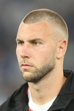 Roma, İtalya 31.08.2024: Milano 'dan Strahinja Pavloviç İtalyan futbol şampiyonası Serie A Enilive 2024-2025 karşılaşmasında 31 Ağustos 2024' te Roma 'daki Stadio Olimpico' da SS Lazio ile AC Milan karşılaşacak..