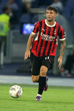 Roma, İtalya 31.08.2024: İtalyan futbolcu Christian Pulisiç Serie A Enilive 2024-2025 karşılaşmasında SS Lazio, AC Milan 'a karşı 31 Ağustos 2024' te Roma 'daki Stadio Olimpico' da oynanan karşılaşma..