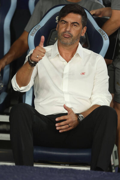 Рим, Италия 31.08.2024: Пауло Фонсека тренер Милана во время чемпионата Италии по футболу Серия A Enilive 2024-2025 матч СС Лацио - Милан на стадионе Олимпико в Риме 31 августа 2024 года.