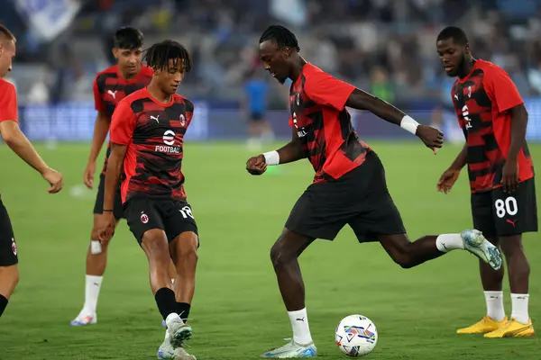 stock image Rome, Italy 31.08.2024 : Tammy Abraham of Milan during warm up before Italian football championship Serie A Enilive 2024-2025  match SS Lazio vs AC Milan at Stadio Olimpico in Rome on August 31, 2024.