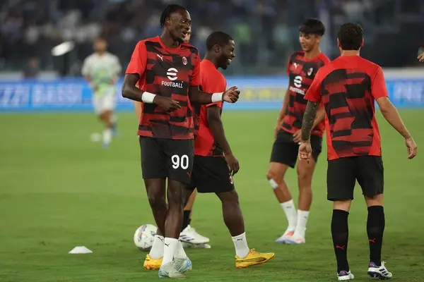 stock image Rome, Italy 31.08.2024 : Tammy Abraham of Milan during warm up before Italian football championship Serie A Enilive 2024-2025  match SS Lazio vs AC Milan at Stadio Olimpico in Rome on August 31, 2024.