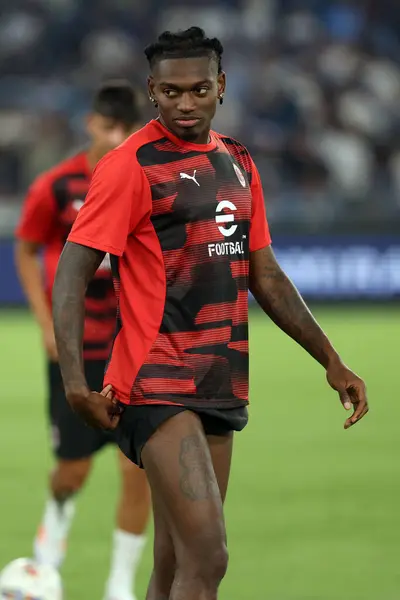 stock image Rome, Italy 31.08.2024 : Rafael Leao of Milan during warm up before Italian football championship Serie A Enilive 2024-2025  match SS Lazio vs AC Milan at Stadio Olimpico in Rome on August 31, 2024.