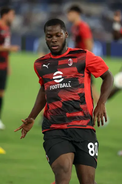 stock image Rome, Italy 31.08.2024 : Yunus Musah of Milan during Italian football championship Serie A Enilive 2024-2025  match SS Lazio vs AC Milan at Stadio Olimpico in Rome on August 31, 2024.