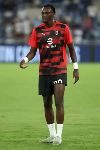 stock image Rome, Italy 31.08.2024 : Tammy Abraham of Milan during warm up before Italian football championship Serie A Enilive 2024-2025  match SS Lazio vs AC Milan at Stadio Olimpico in Rome on August 31, 2024.