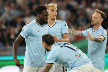 Rome, Italy 16.09.2024 : Boulaye Dia of Lazio score the goal and celebrate with the team  during Italian football championship Serie A Enilive 2024-2025  match SS Lazio Vs Hellas Verona at Stadio Olimpico in Rome on September 2024. clipart