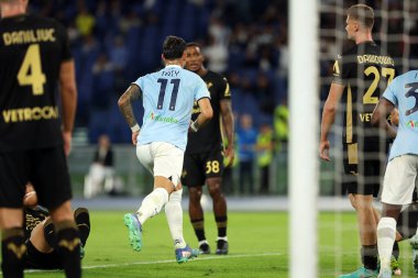 Roma, İtalya 16.09.2024: Lazio 'lu Taty Castellanos, Eylül 2024' te Roma 'daki Stadio Olimpico' da oynanan SS Lazio-Hellas Verona maçında golü attı ve İtalya futbol şampiyonası Serie A Enilive 2024-2025 maçında takımla birlikte kutladı..