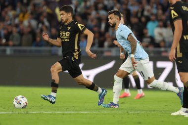 Roma, İtalya 16.09.2024: İtalyan futbol şampiyonluğu sırasında Verona 'dan Dani Silva Lazio' lu Taty Castellanos Serie A Enilive 2024-2025 karşılaşmasında SS Lazio 'ya karşı Hellas Verona, Eylül 2024' te Roma 'daki Stadio Olimpico' da oynanacak..