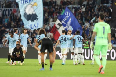 Roma, İtalya 16.09.2024: Lazio takımı İtalyan futbol şampiyonası Serie A Enilive 2024-2025 karşılaşmasında zaferi kutladı: SS Lazio - Hellas Verona - Stadio Olimpico, Eylül 2024.