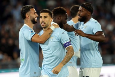 Roma, İtalya 16.09.2024: Lazio 'dan Taty Castellanos, Lazio' dan Mattia Zaccagni İtalyan futbol şampiyonası Serie A Enilive 2024-2025 karşılaşmasında gol attılar..