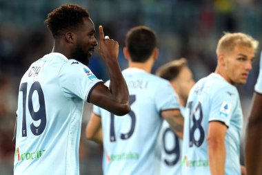 Roma, İtalya 16.09.2024: Lazio 'lu Boulaye Dia İtalyan futbol şampiyonası Serie A Enilive 2024-2025 karşılaşmasında gol kutlaması yaptı..