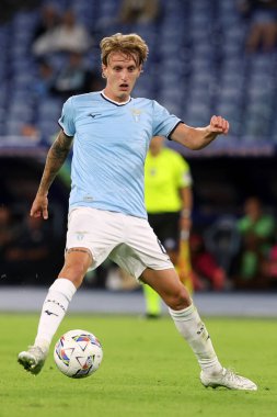 Roma, İtalya 16.09.2024: İtalyan futbolcu Nicolo Rovella İtalya futbol şampiyonluğu sırasında Serie A Enilive 2024-2025 karşılaşmasında SS Lazio Hellas Verona 'ya karşı Eylül 2024' te Roma 'da Stadio Olimpico' da oynanan karşılaşma.