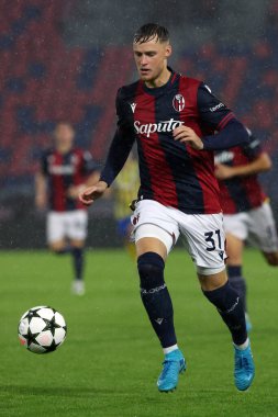 Bologna, İtalya 18.09.2024: UEFA Şampiyonlar Ligi 2024-2025, birinci gün, futbol maçı Bologna FC 1909 - Shakhtar Donetsk, Renato Dall 'Ara Stadyumu, Eylül 2024.