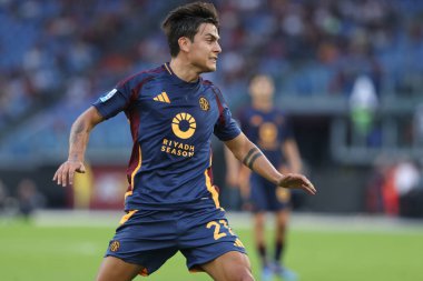 Roma, İtalya 22,09.2024: İtalyan futbol şampiyonluğu sırasında Paulo Dybala Serie A Enilive 2024-2025 Roma-Udinese Calcio maçında Roma 'daki Stadio Olimpico' da AS Roma-Udinese Calcio karşılaşması.