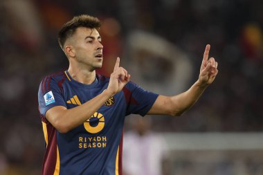 Roma, İtalya 22,09.2024: İtalyan futbolu şampiyonluğu sırasında Romalı Stephan El Shaarawy Serie A Enilive 2024-2025 Roma Udinese Calcio 'ya karşı Roma' daki Stadio Olimpico 'da oynanan karşılaşma.