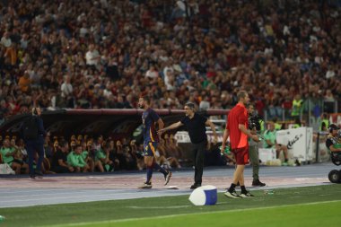 Roma, İtalya 22.09.2024: İtalya Futbol Şampiyonası sırasında Serie A Enilive 2024-2025 maçları sırasında Roma 'daki Stadio Olimpico' da AS Roma-Udinese Calcio karşılaşması.