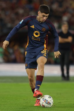 Roma, İtalya 22,09.2024: İtalya Futbol Şampiyonası sırasında Roma 'nın Matias Soule' u Serie A Enilive 2024-2025 maçında AS Romanlar Udinese Calcio 'ya karşı Roma' daki Stadio Olimpico 'da oynanacak..