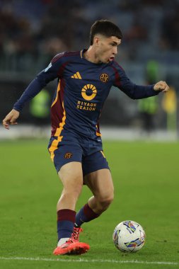 Roma, İtalya 22,09.2024: İtalya Futbol Şampiyonası sırasında Roma 'nın Matias Soule' u Serie A Enilive 2024-2025 maçında AS Romanlar Udinese Calcio 'ya karşı Roma' daki Stadio Olimpico 'da oynanacak..