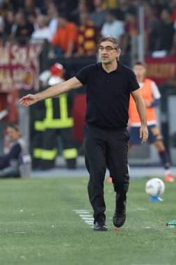 Roma, İtalya 22,09.2024: İtalya Futbol Şampiyonası 'nda Juric teknik direktörü Serie A Enilive 2024-2025 Roma-Udinese Calcio maçında Roma' daki Stadio Olimpico 'da AS Romanlara karşı.