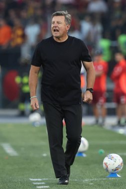 Roma, İtalya 22,09.2024: Kosta Runjaic teknik direktörü Udinese İtalya Futbol Şampiyonası 'nda Serie A Enilive 2024-2025 AS Romanlar Udinese Calcio' ya karşı Roma 'daki Stadio Olimpico' da oynanan karşılaşmada.