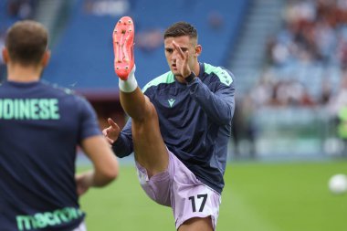 Roma, İtalya 22,09.2024: İtalyan futbol şampiyonası Serie A Enilive 2024-2025 maçından önce Udinese Calcio 'ya karşı Roma' daki Stadio Olimpico 'da oynanan ısınma turunda Udinese' li Lorenzo Lucca.
