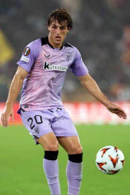 Roma, İtalya 26.9.2024: UEFA Avrupa Ligi 2024-2025 birinci gününde Athletic Bilbao 'dan Unai Gomez, Roma' daki Olimpiyat Stadyumu 'nda AS Roma-Atletizm Kulübü Bilbao arasındaki futbol karşılaşması.