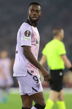 Roma, İtalya 26.9.2024: UEFA Avrupa Ligi 2024-2025 birinci gününde Atletizm Bilbao 'dan Williams, Roma' daki Olimpiyat Stadyumu 'nda AS Romanlar ve Athletic Club Bilbao arasında oynanan futbol karşılaşması.